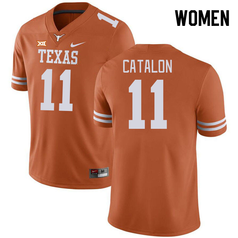 Women #11 Jalen Catalon Texas Longhorns 2023 College Football Jerseys Stitched-Orange